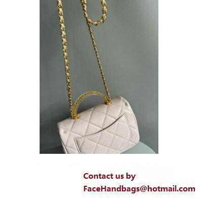 Chanel Lambskin, Resin  &  Gold-Tone Metal Small Flap Bag with Top Handle AS4848 Light Pink 2024